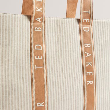 Women's HAYLLEE-Striped Canvas Large Icon Bag Camel