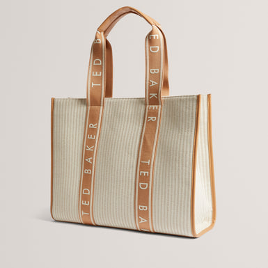 Women's HAYLLEE-Striped Canvas Large Icon Bag Camel