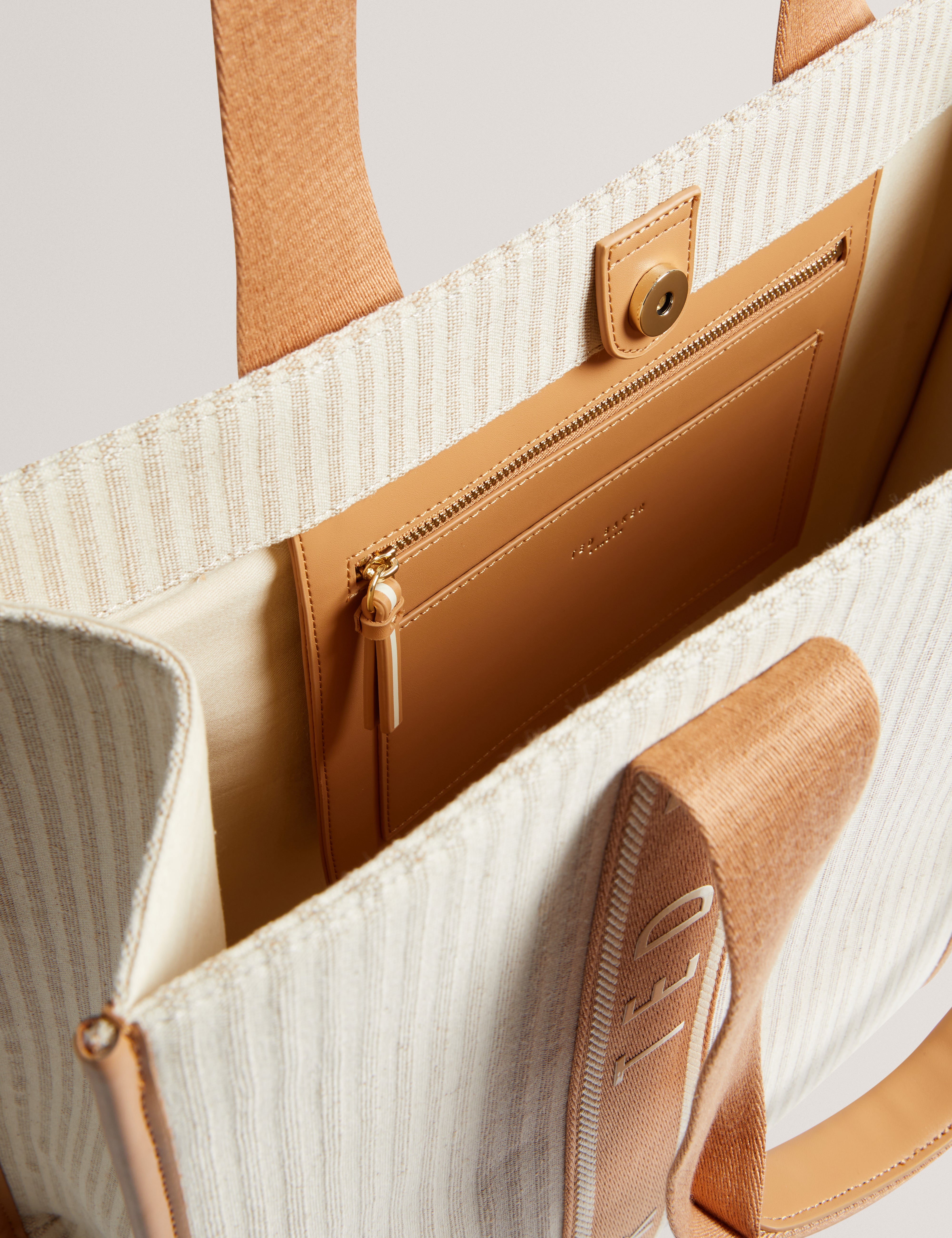 Women's HAYLLEE-Striped Canvas Large Icon Bag Camel