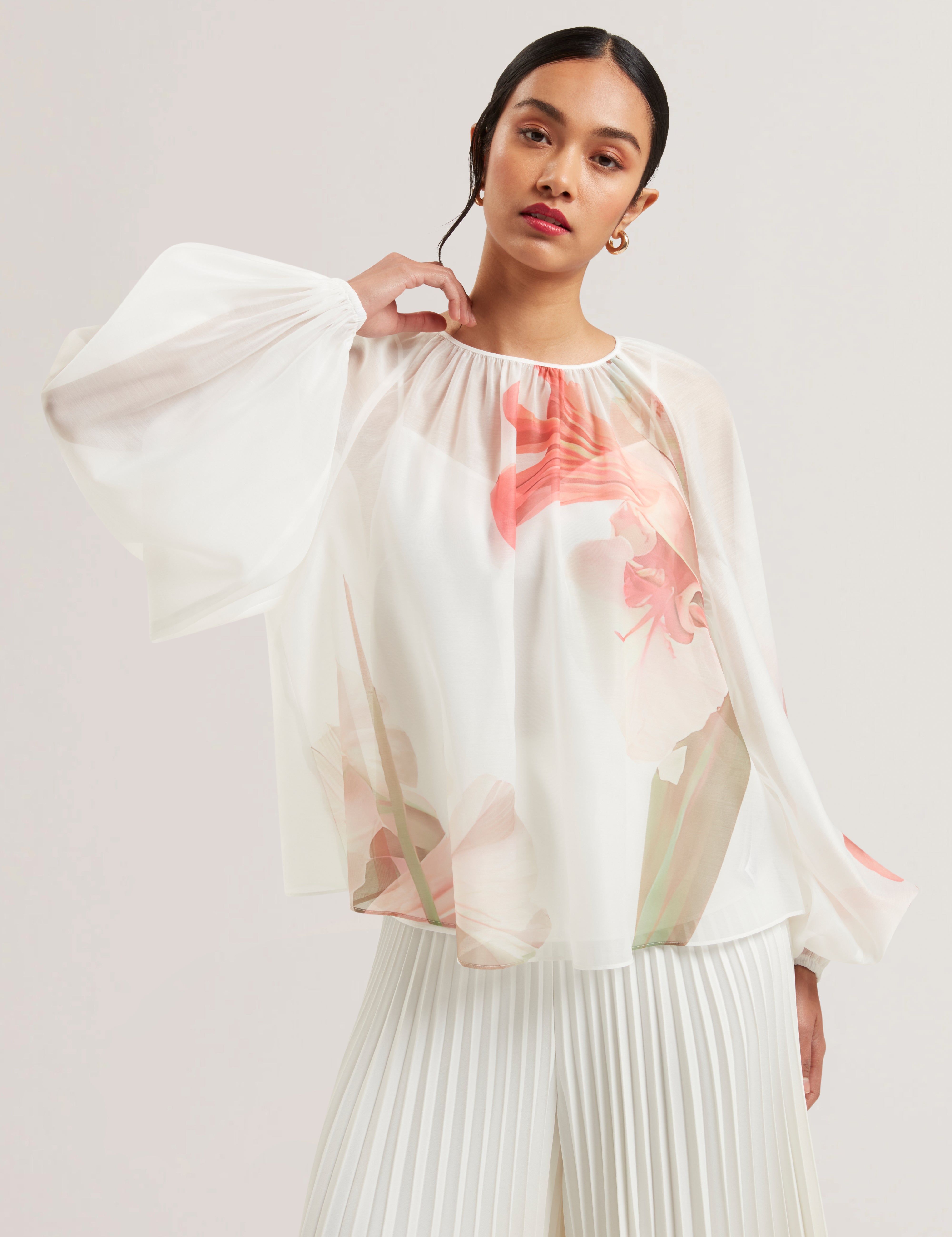 Women's ERIANA-Organza Puff Sleeve Blouse