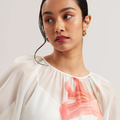 Women's ERIANA-Organza Puff Sleeve Blouse