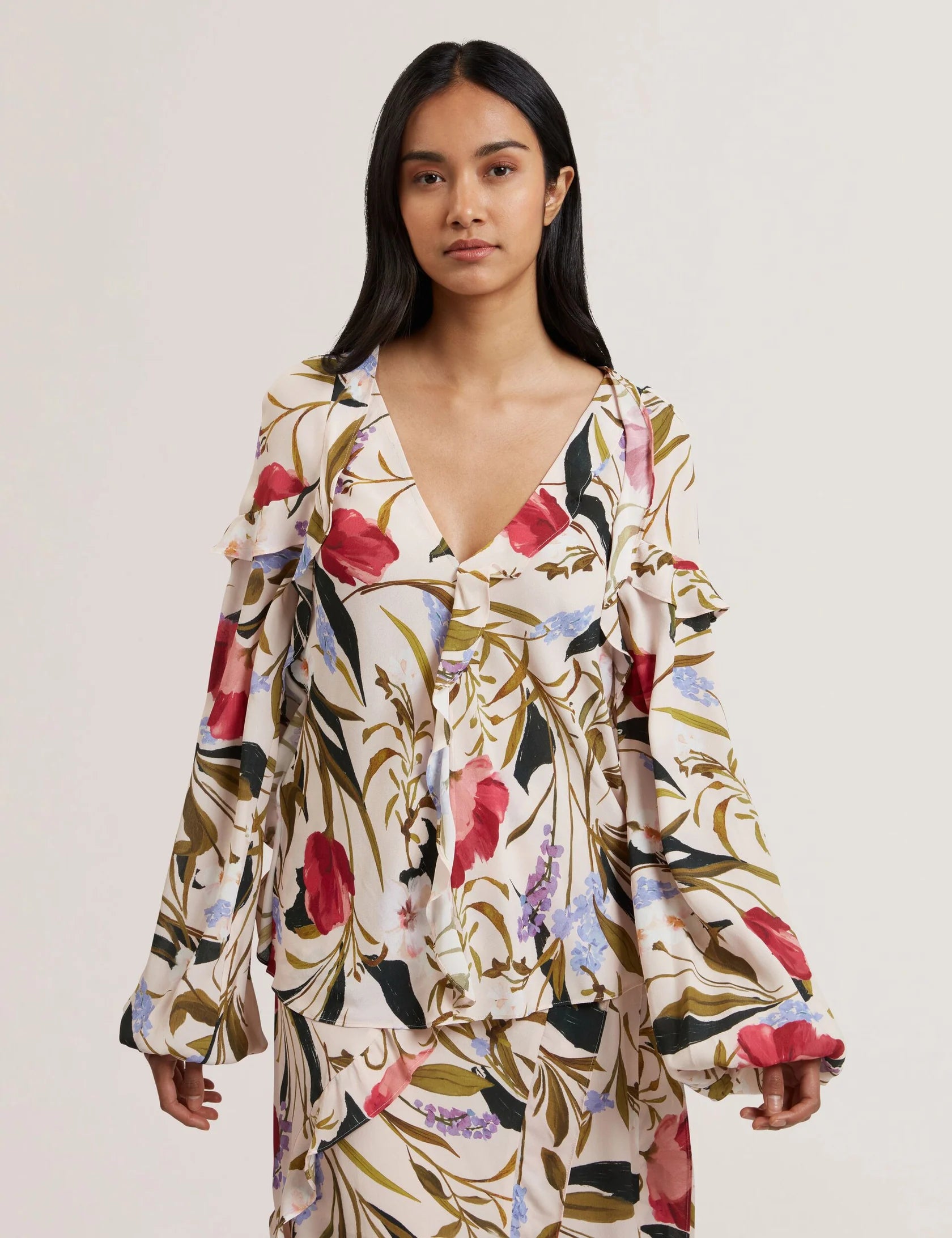 Women's MINASA-Frill Detail Long Sleeve Blouse