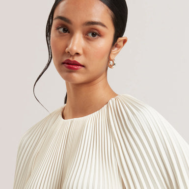 Women's AGARA-Pleated Short Sleeve Blouse