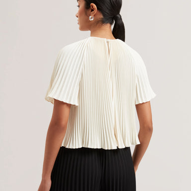 Women's AGARA-Pleated Short Sleeve Blouse