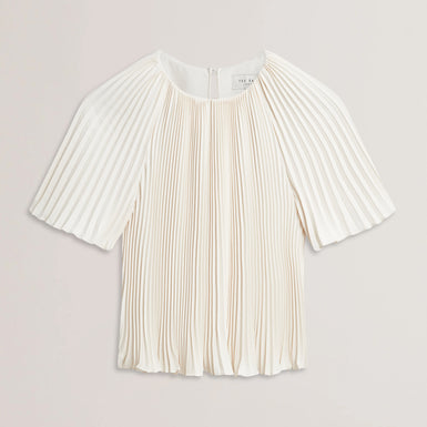 Women's AGARA-Pleated Short Sleeve Blouse