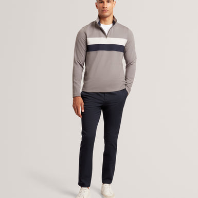 VIKTORO: T Stitch Contrast Panel Half-Zip