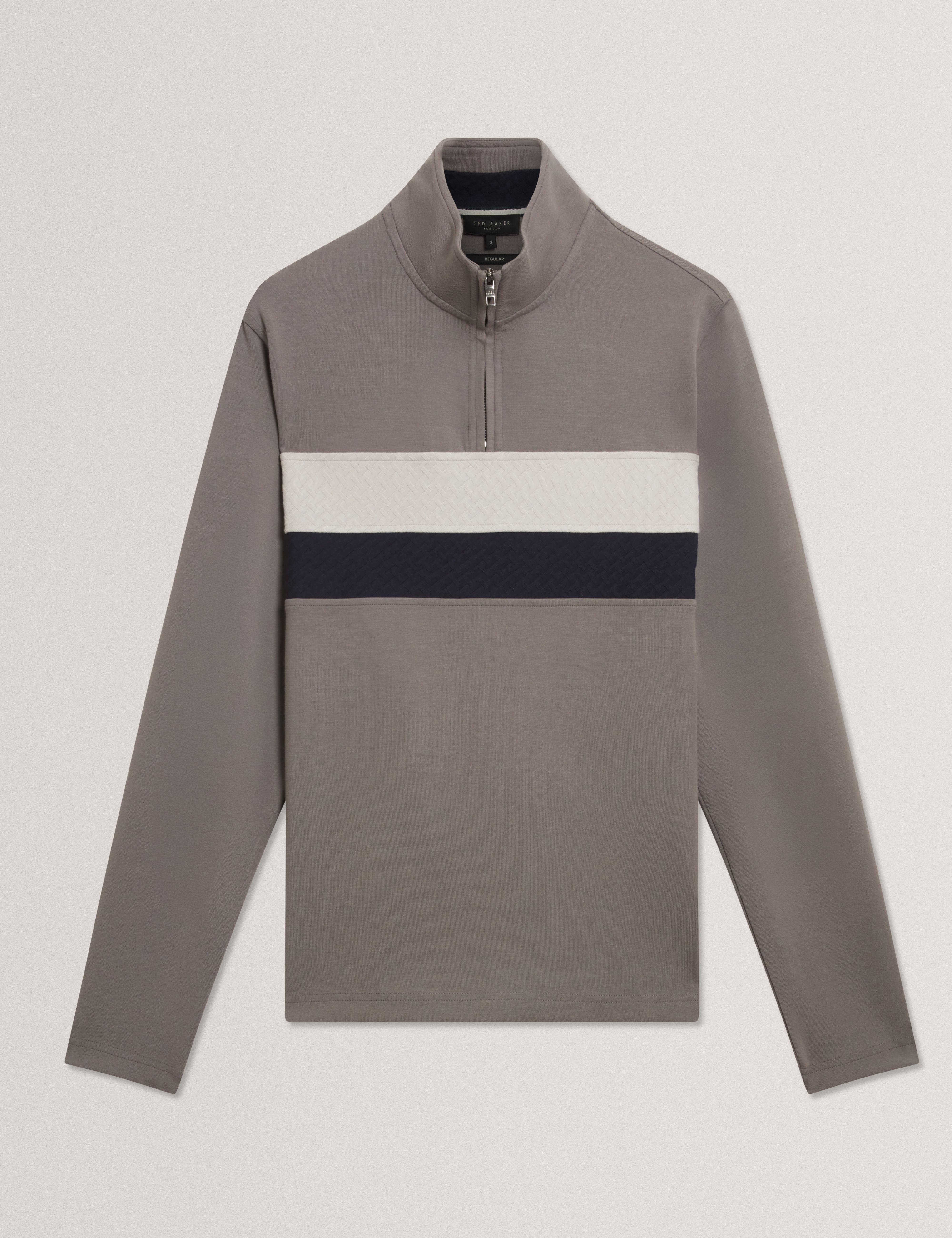 VIKTORO: T Stitch Contrast Panel Half-Zip