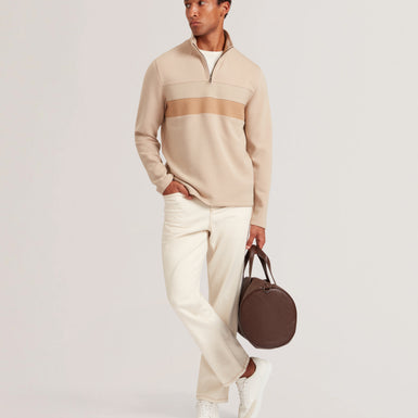 VIKTORO: T Stitch Contrast Panel Half-Zip