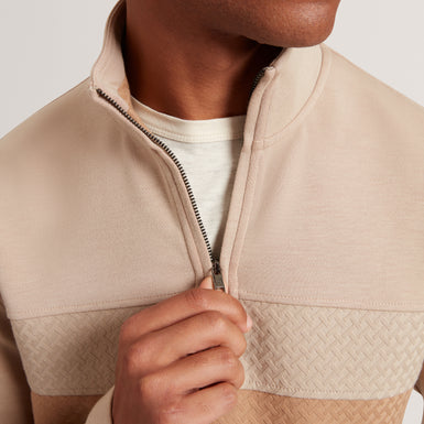 VIKTORO: T Stitch Contrast Panel Half-Zip