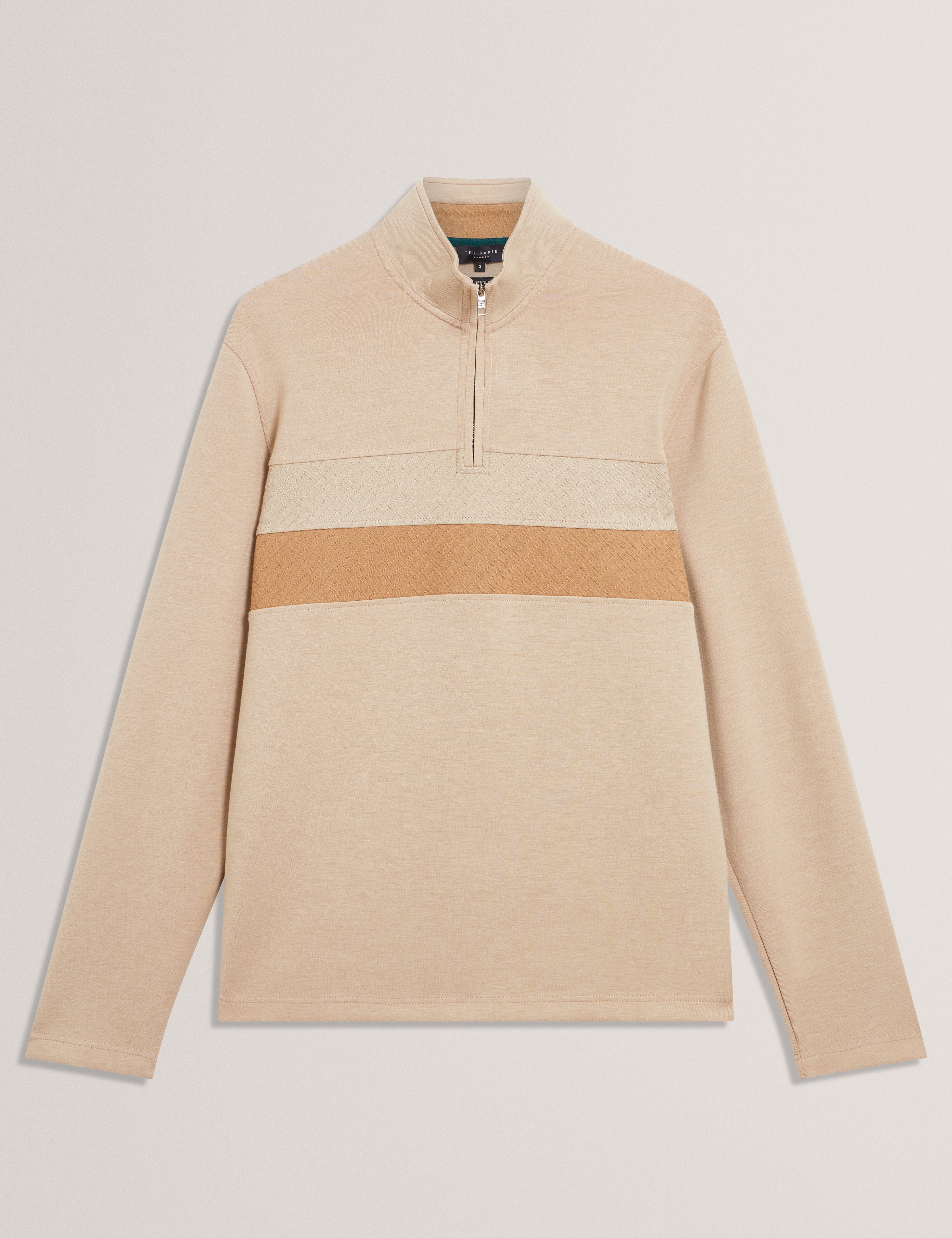 VIKTORO: T Stitch Contrast Panel Half-Zip