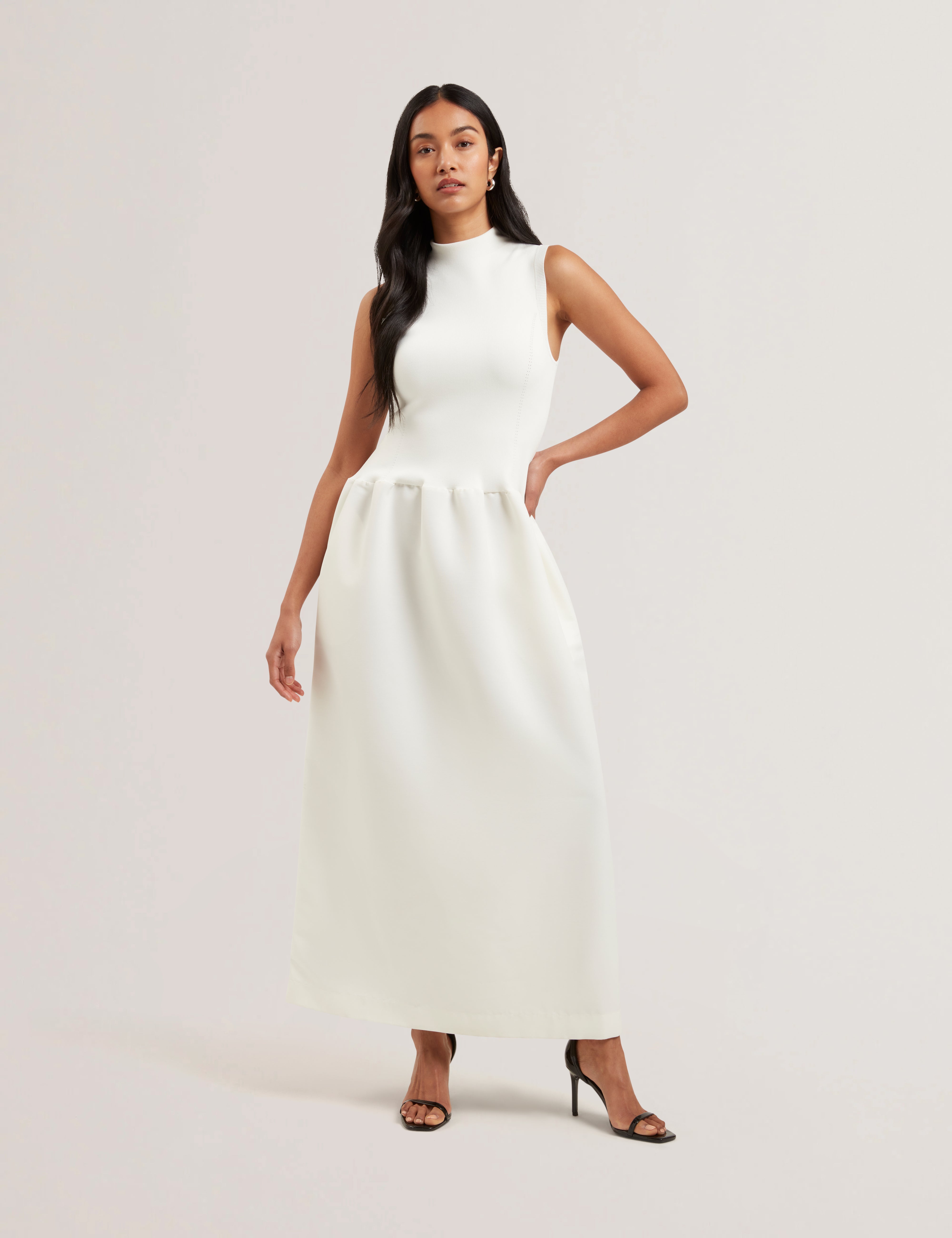 Women's CAATTIE-Sleeveless Midaxi Knitted Bodice Dress Ivory