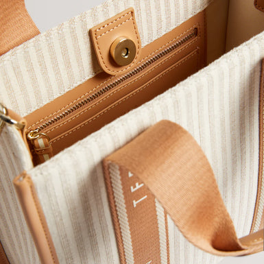 Womens HARLLEE-Striped Canvas Small Webbing