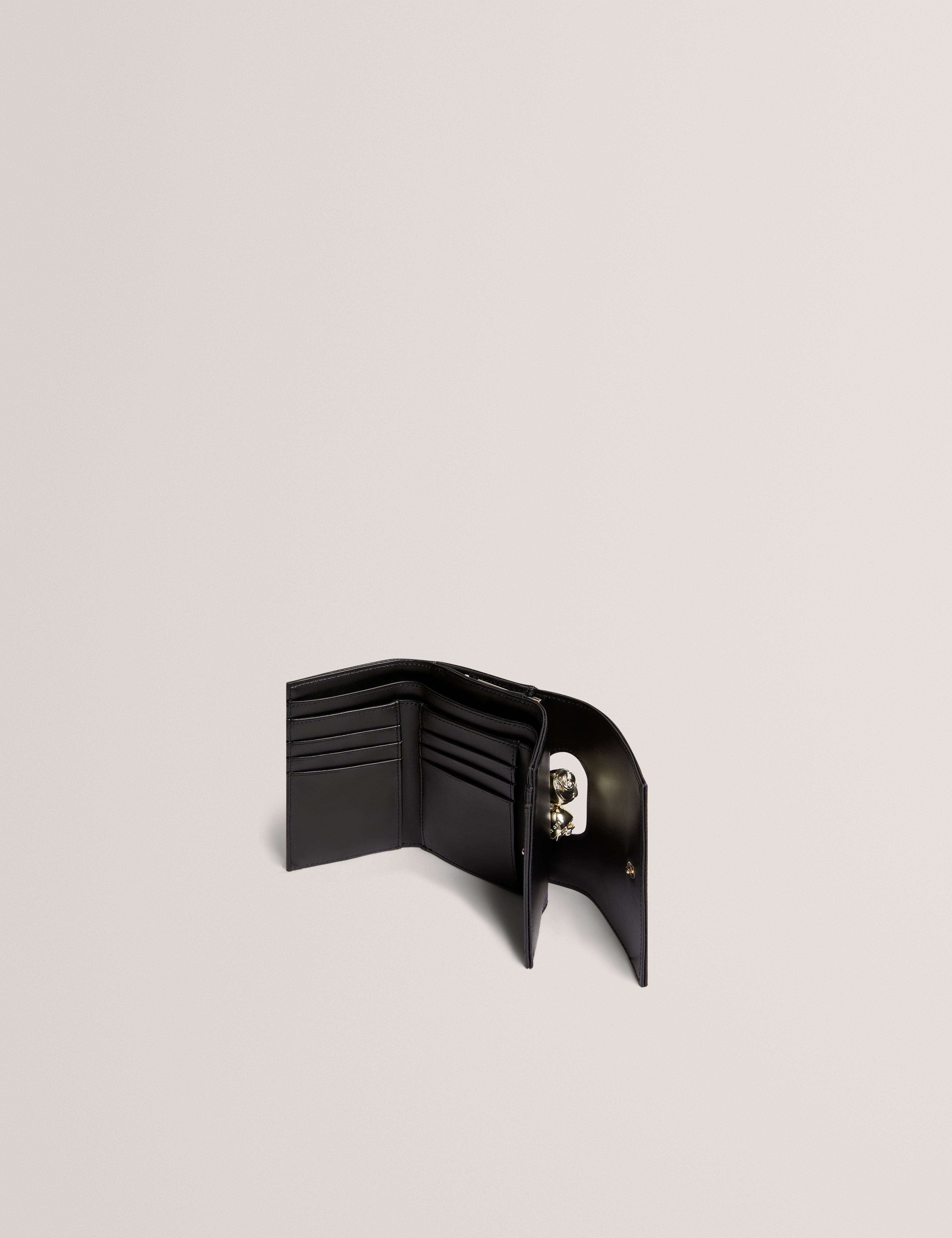 ROOSA: Rose Detail Leather Small Bobble Purse