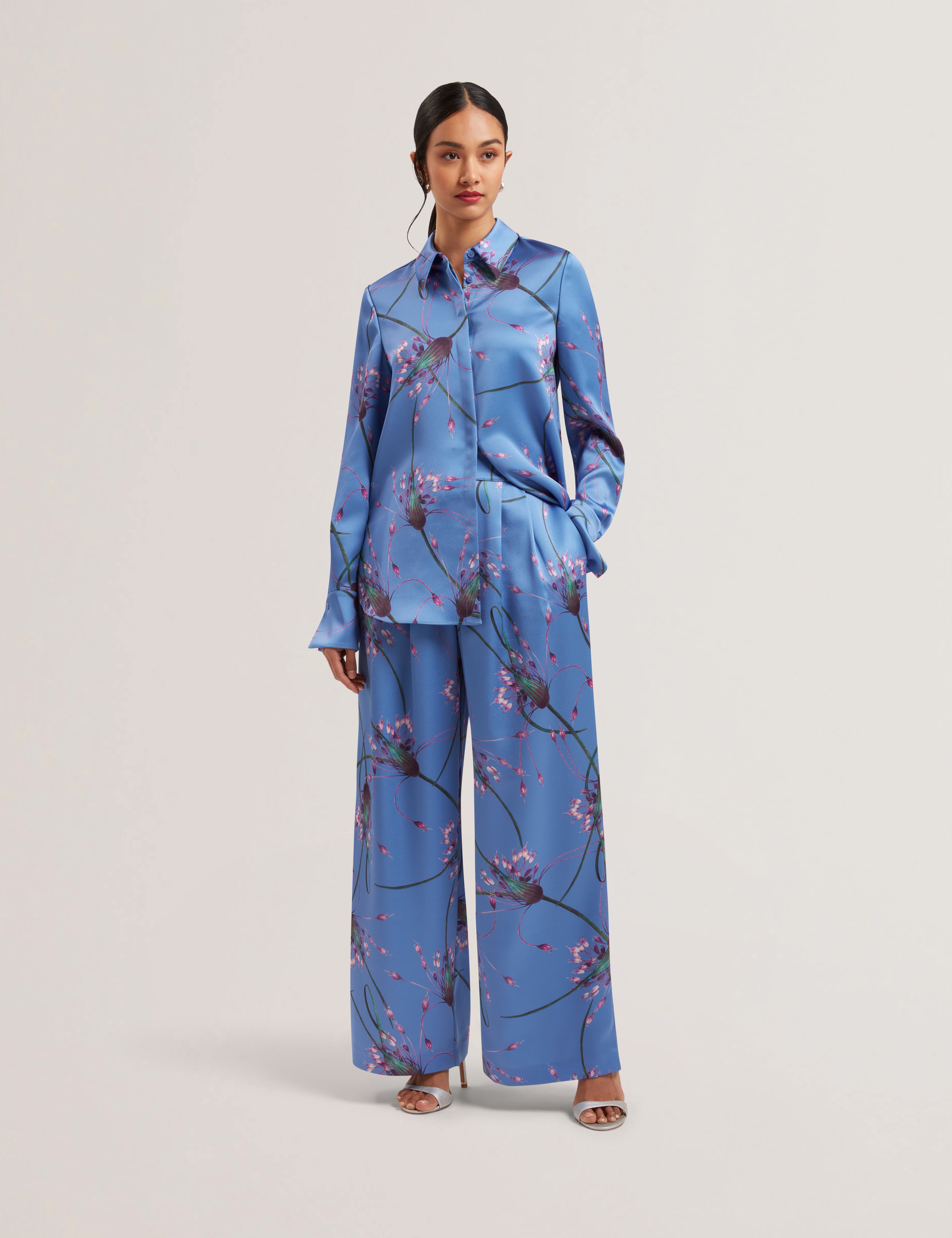 Women's PORIFA-Printed Satin Trouser