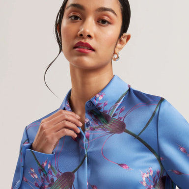 Women's MARIGA-Printed Longline Satin Shirt