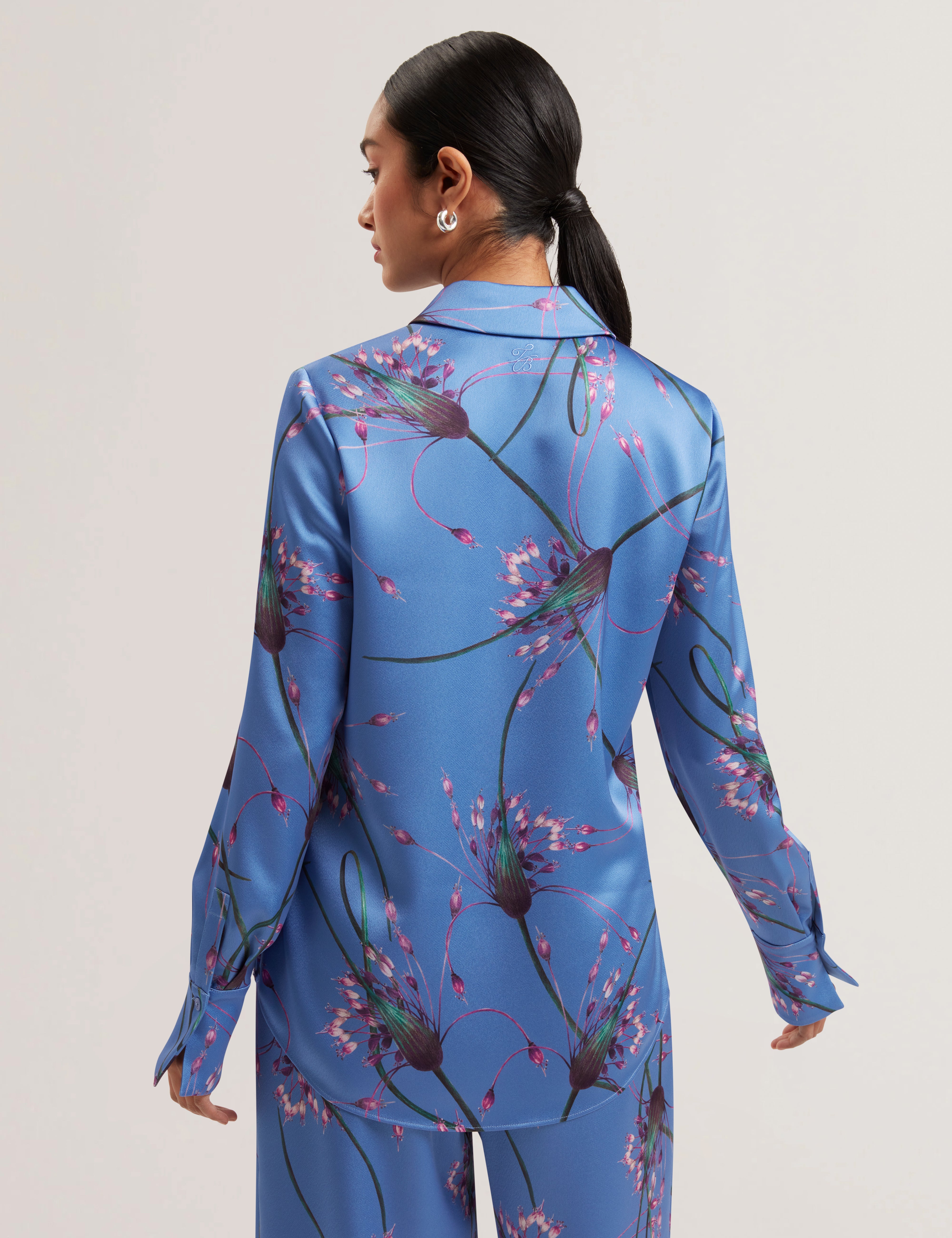 Women's MARIGA-Printed Longline Satin Shirt