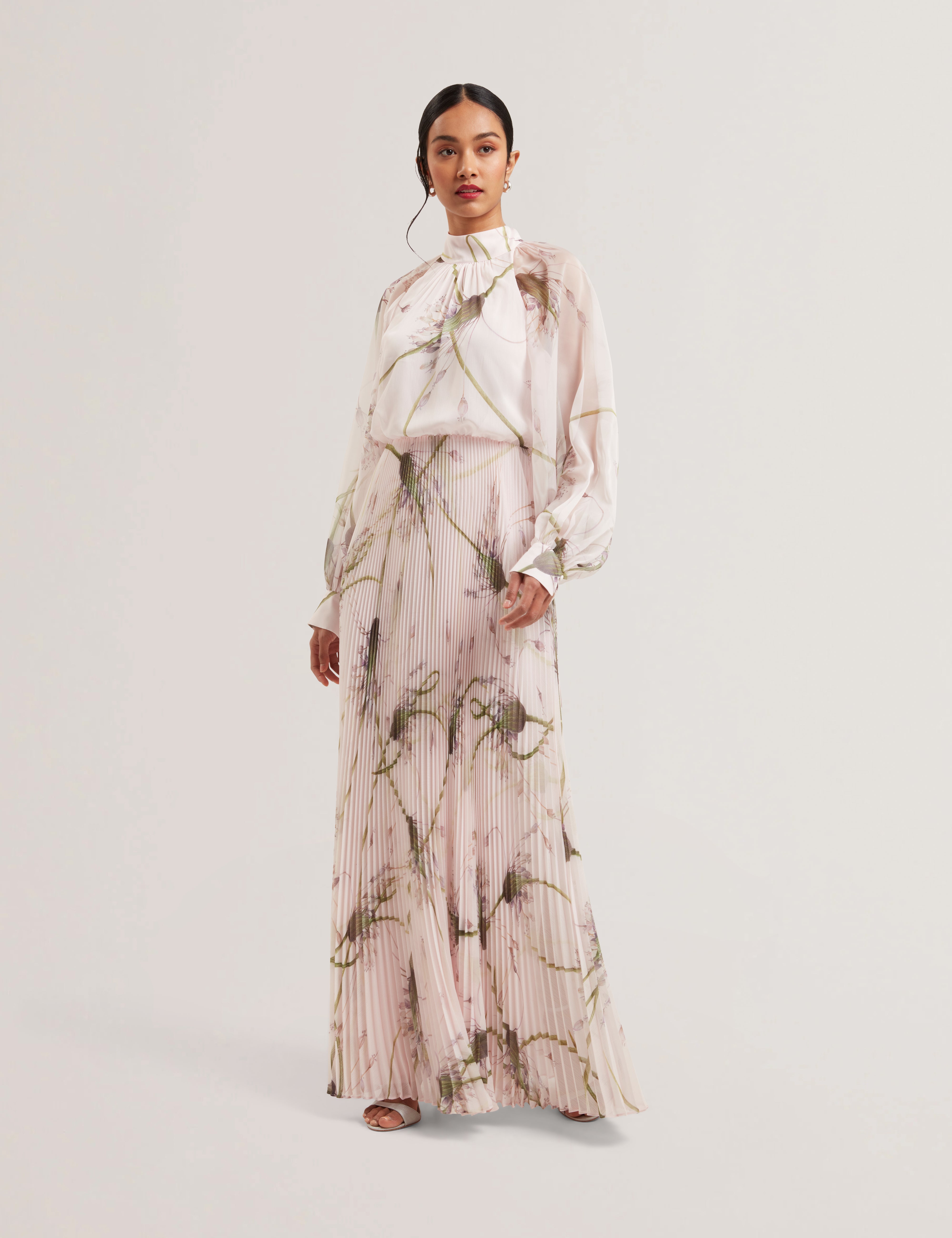 Women's LANAAS-Maxi Shirt Dress with Scarf Detail Lt-Pink