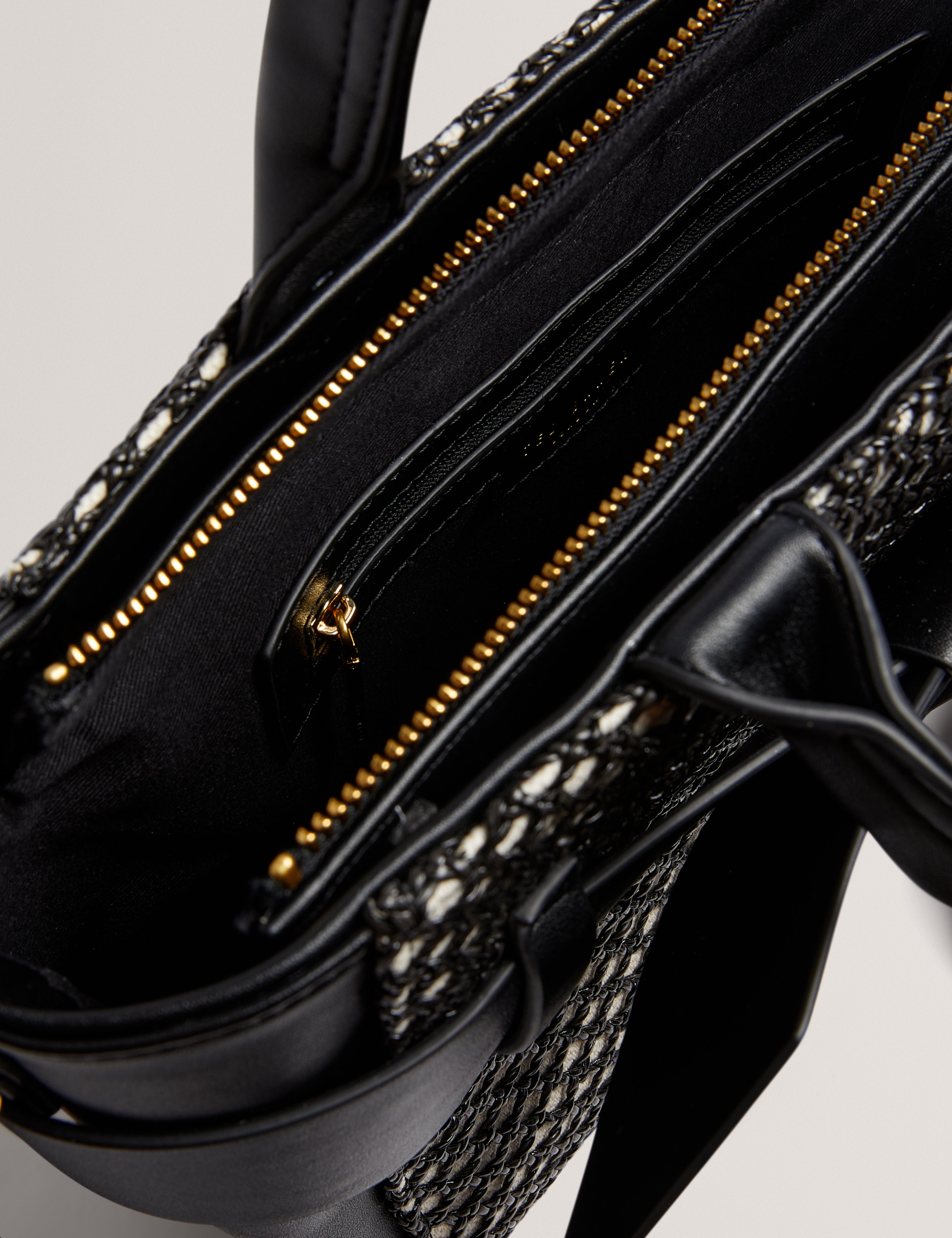 Womens JEESA-Soft PU Bow Canvas Mini Tote Bag