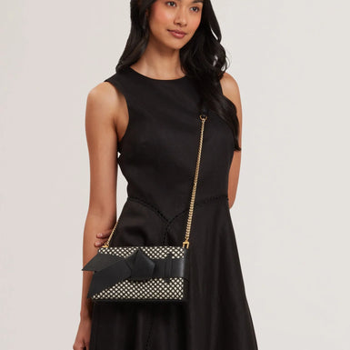 Women's JEESIE-Soft PU Bow Canvas Clutch Bag