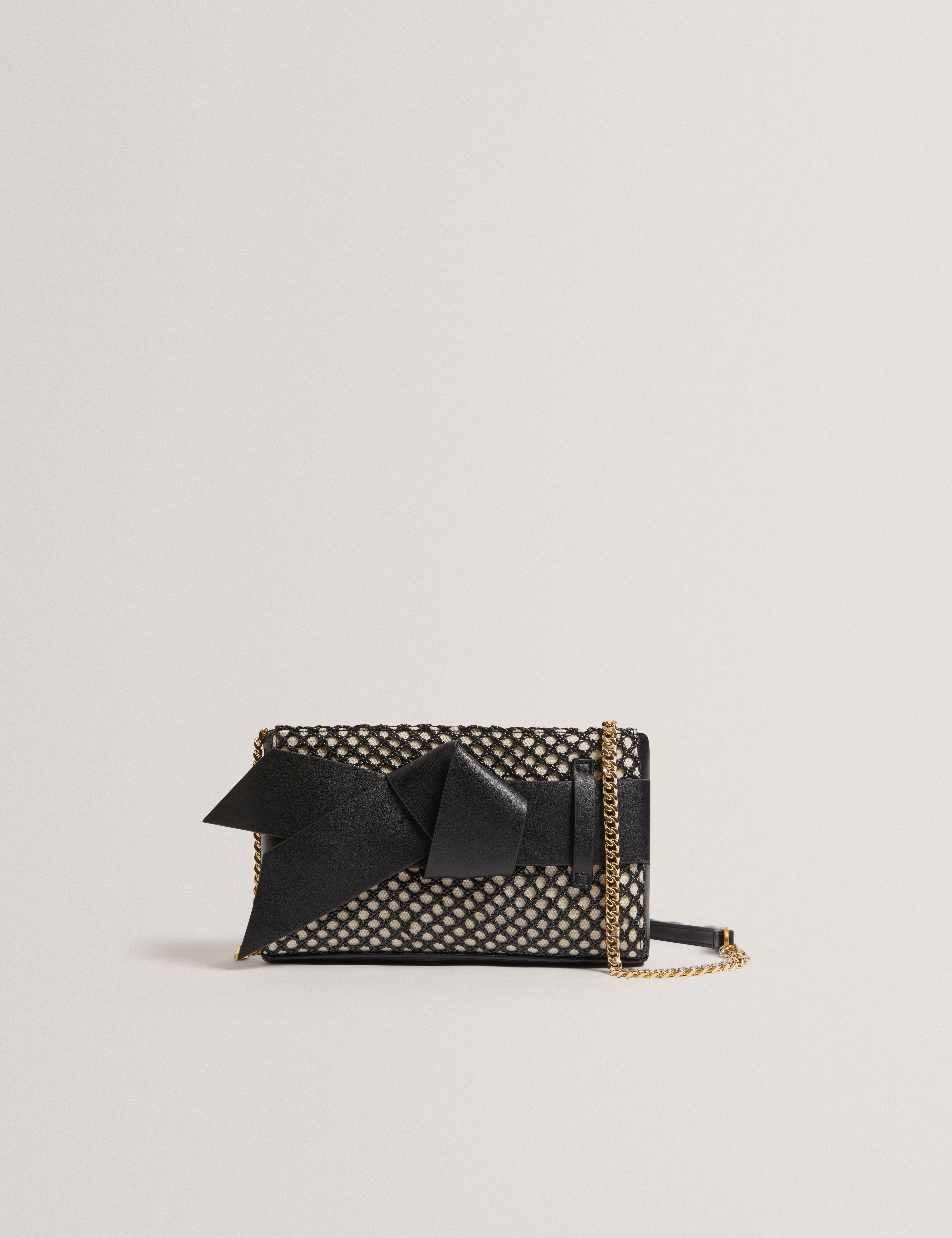 Women's JEESIE-Soft PU Bow Canvas Clutch Bag