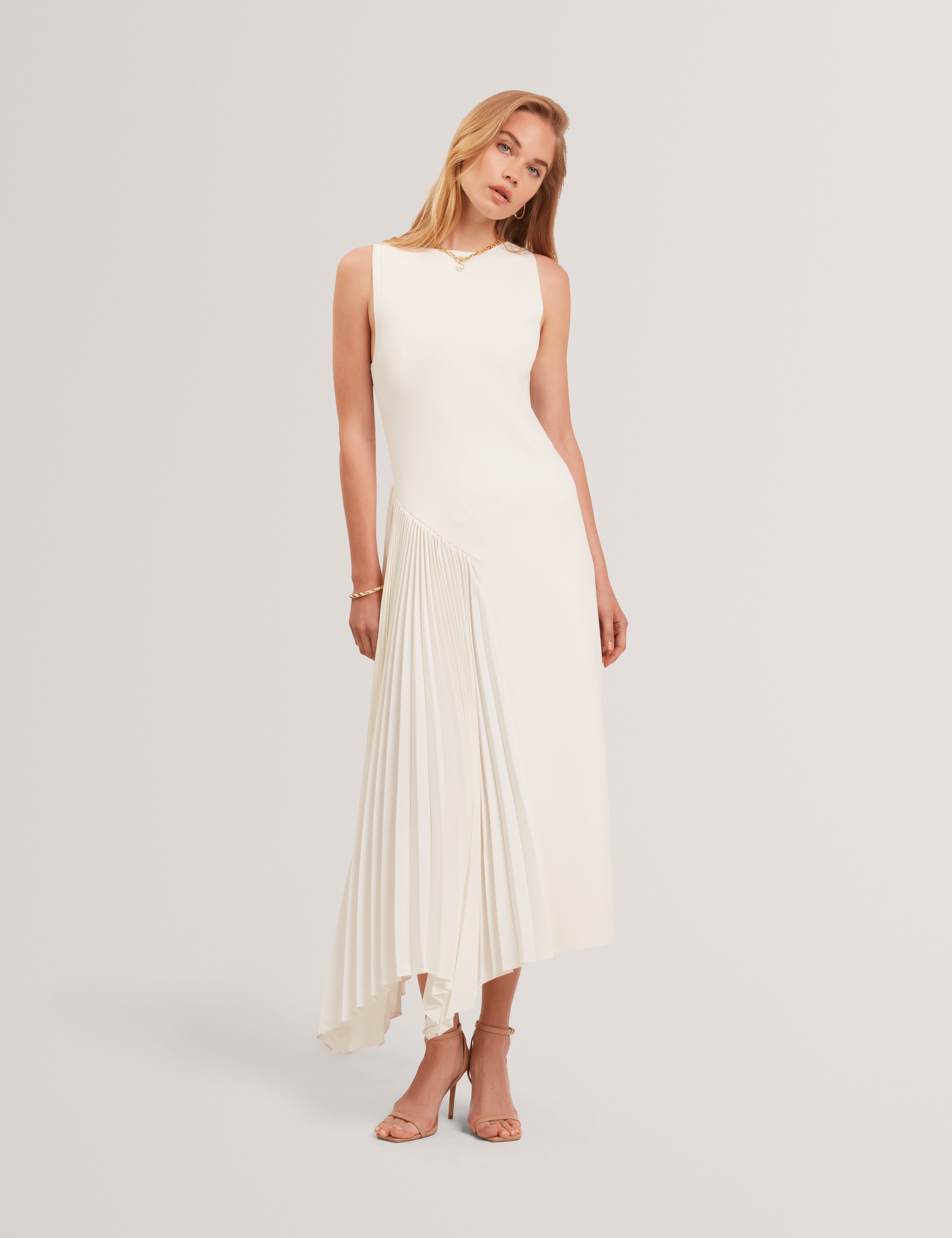 Womens AZZINA-Sleeveless Knit Dress With Pleats