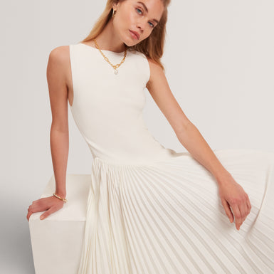Womens AZZINA-Sleeveless Knit Dress With Pleats