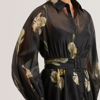 Women's LIORRA-Printed Organza Belted Midi Dress