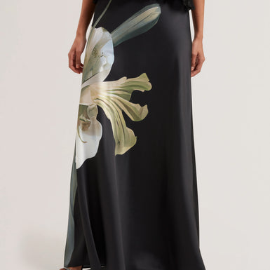 Women's ZIONNA-Satin Printed Maxi Skirt