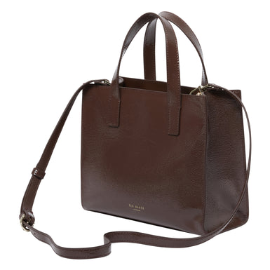 Women's ROUSETA-Rose Detail Midi Leather Bag Brn-Choc