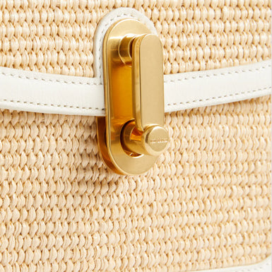 Women's KKASSIA-Twist Lock Large Raffia Crossbody Bag