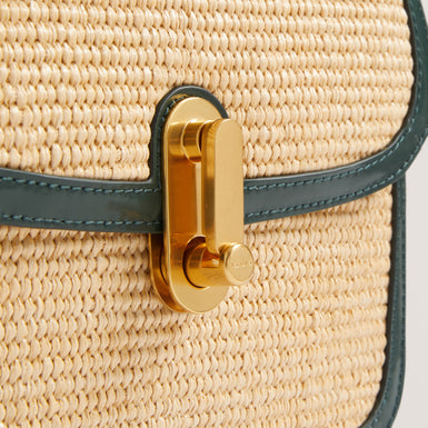 Women's KKASSIA-Twist Lock Large Raffia Crossbody Bag