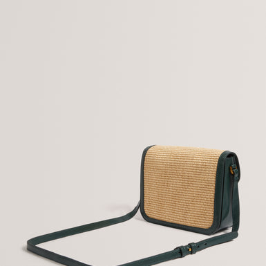 Women's KKASSIA-Twist Lock Large Raffia Crossbody Bag