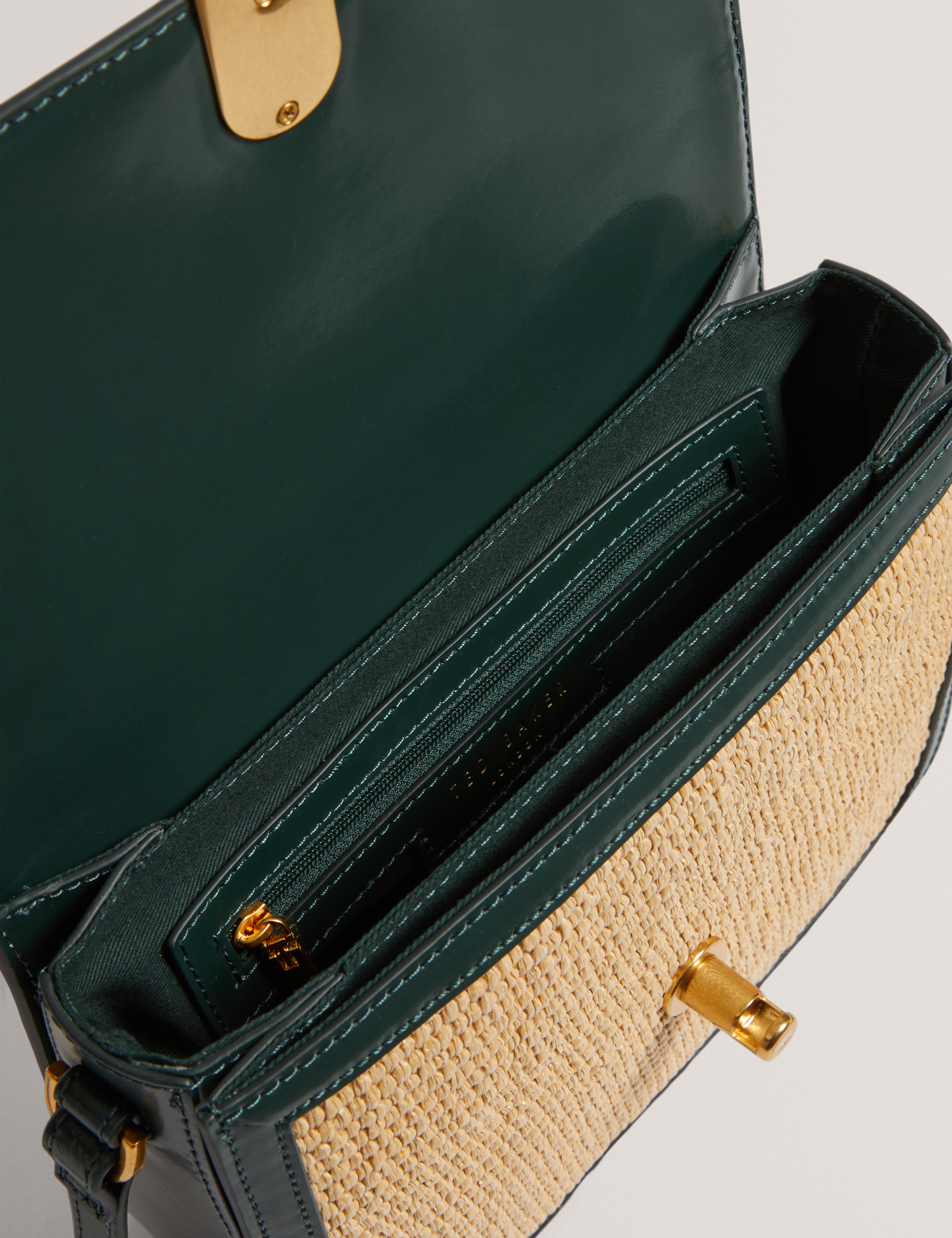 Women's KKASSIA-Twist Lock Large Raffia Crossbody Bag