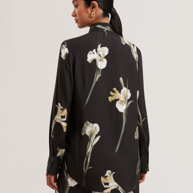 Women's ZAKIIER-Printed Scarf Detail Long Sleeve Blouse