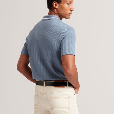 BRONIZE: SS Rib Texture Zip Polo