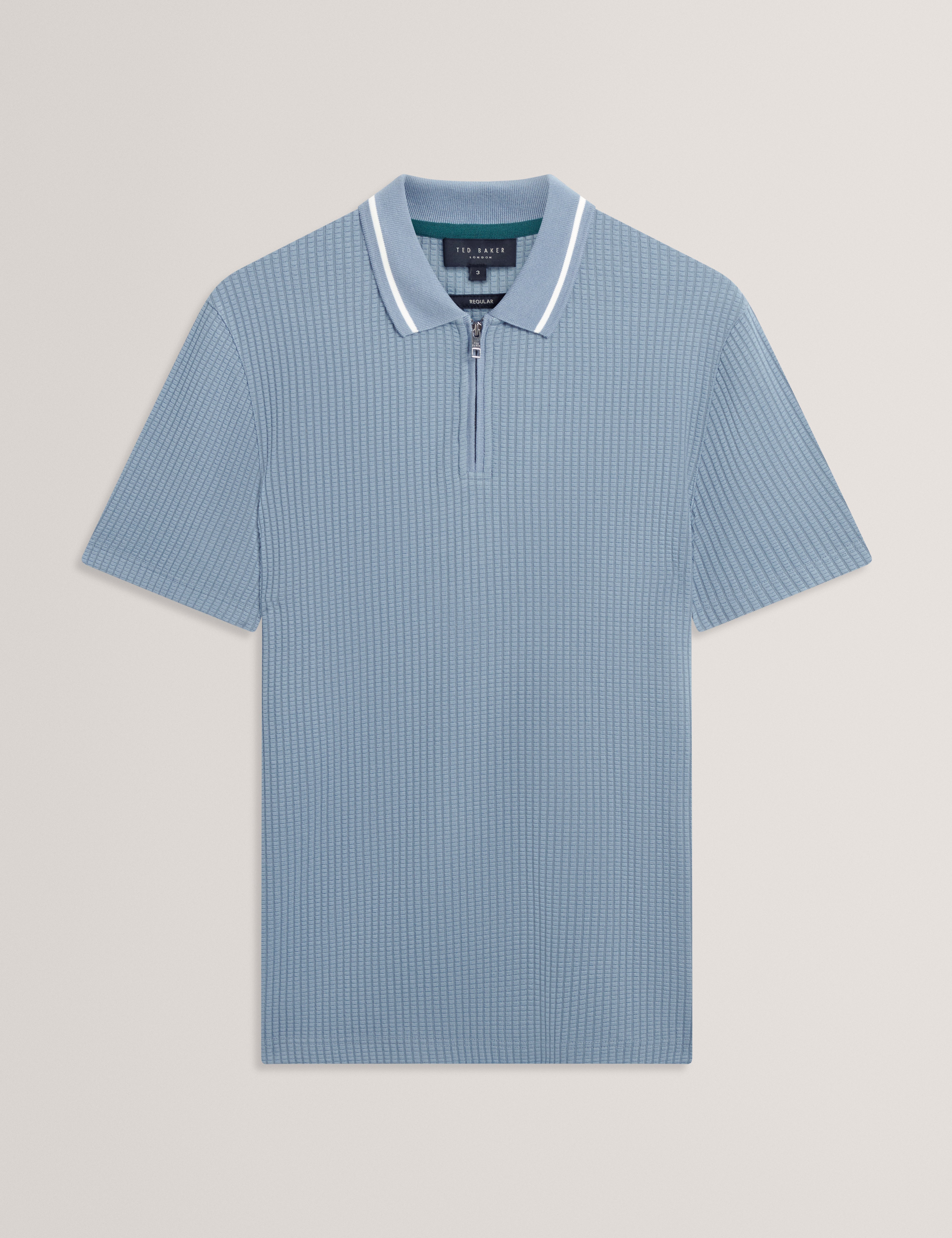 BRONIZE: SS Rib Texture Zip Polo