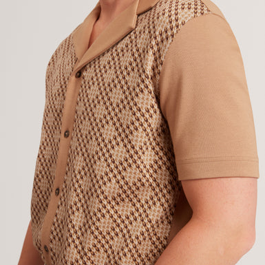 DANLIBE: SS Argyle Button Thru Jersey Shirt