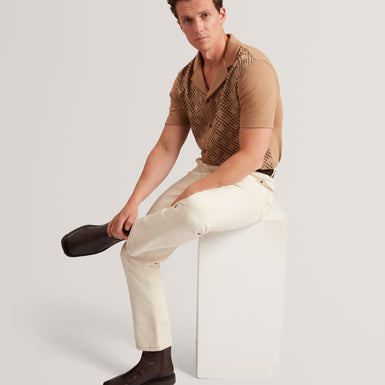 DANLIBE: SS Argyle Button Thru Jersey Shirt