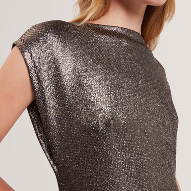 JAZZIIE: Metallic Sleeveless Midi Dress