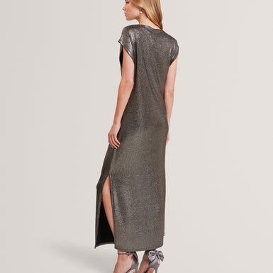 JAZZIIE: Metallic Sleeveless Midi Dress