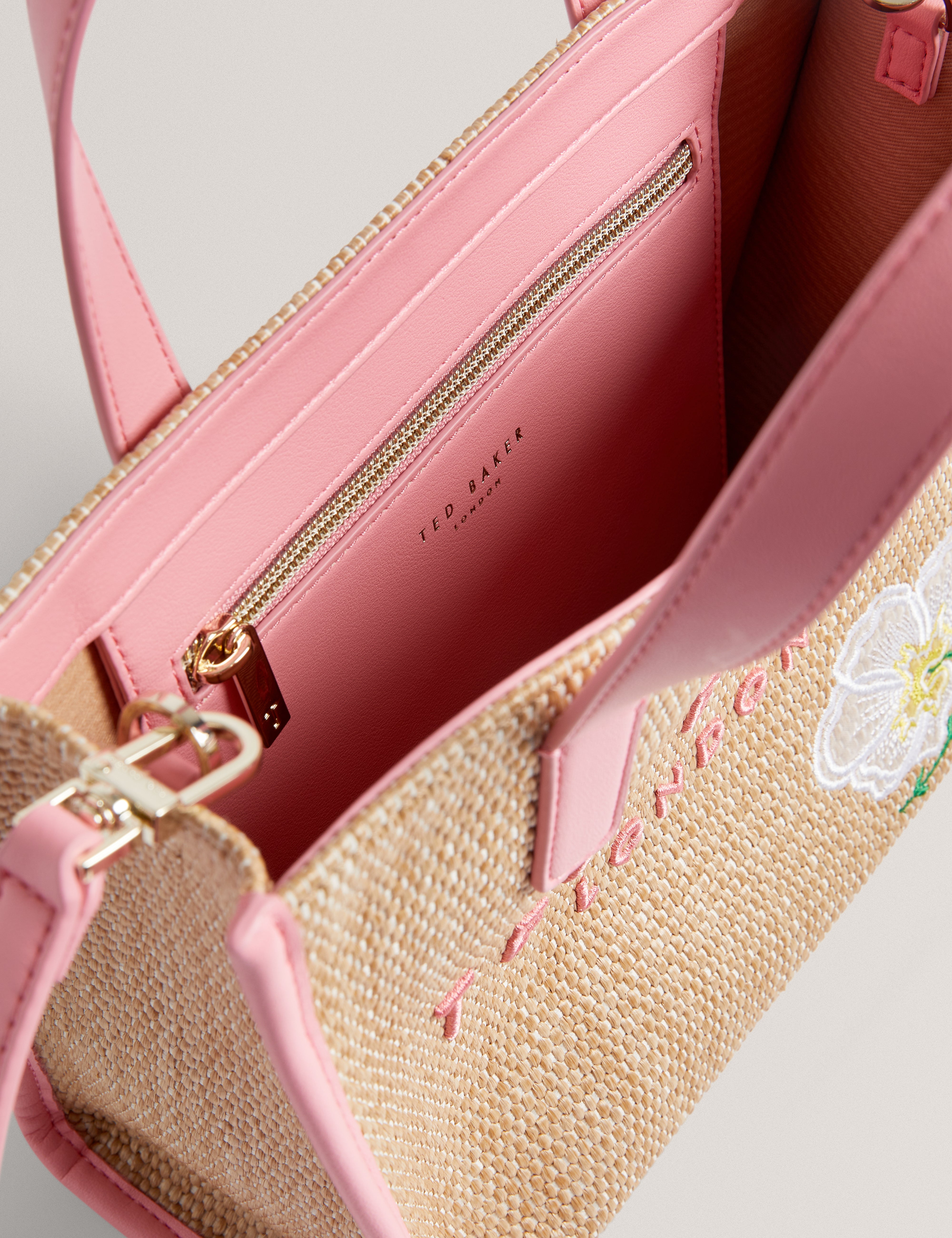 Womens FLAWERR-Faux Raffia Embroidered Icon Bag