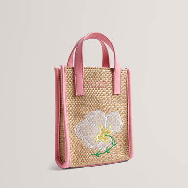 Women's FLOWENA-Faux Raffia Embroidered Nano Bag