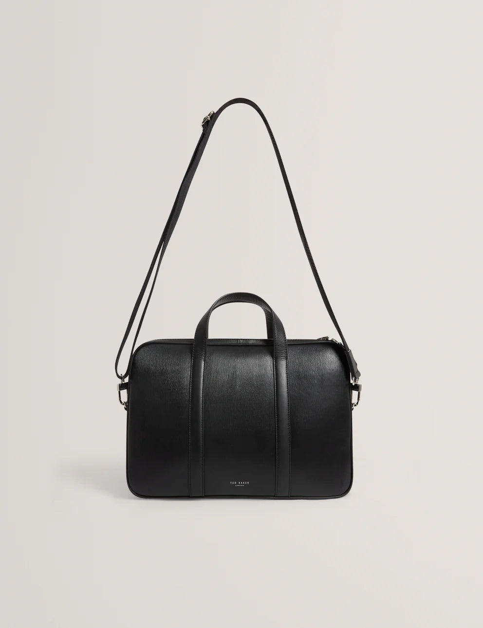 BAYLON: Bark Texture Leather Laptop Bag