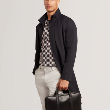 BAYLON: Bark Texture Leather Laptop Bag