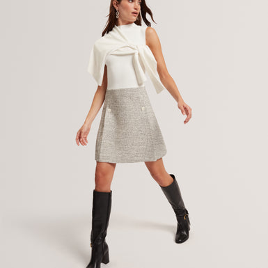 EKAAM: Tailored Boucle Dress with Knitted Top