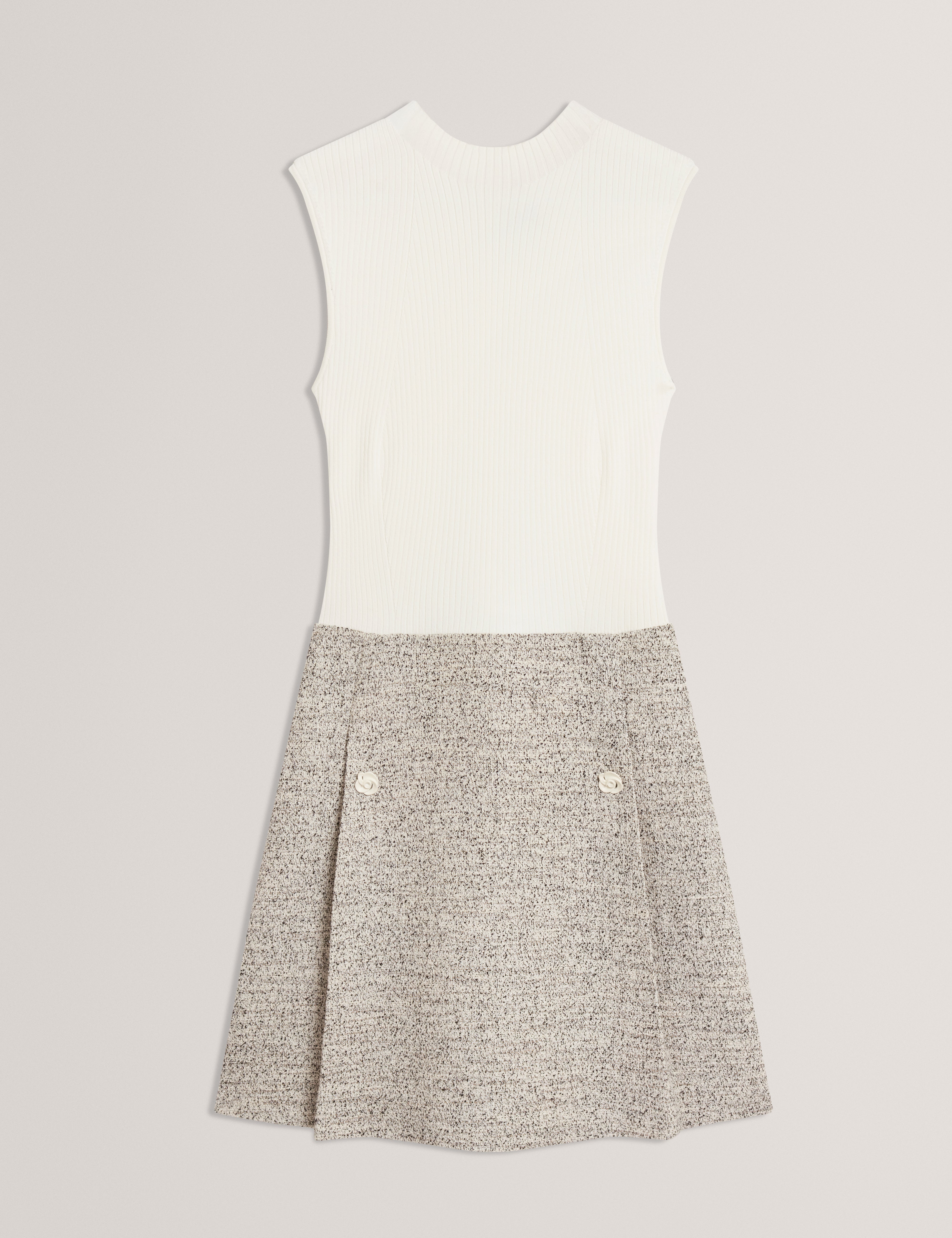 EKAAM: Tailored Boucle Dress with Knitted Top