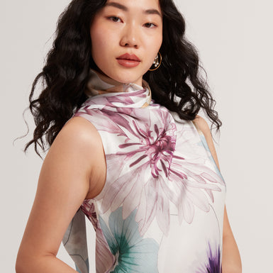 HARRPUR: Print Neck Tie Midi Dress