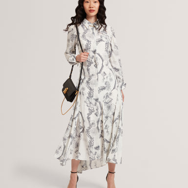 SHANIN: Print Midi Shirt Dress