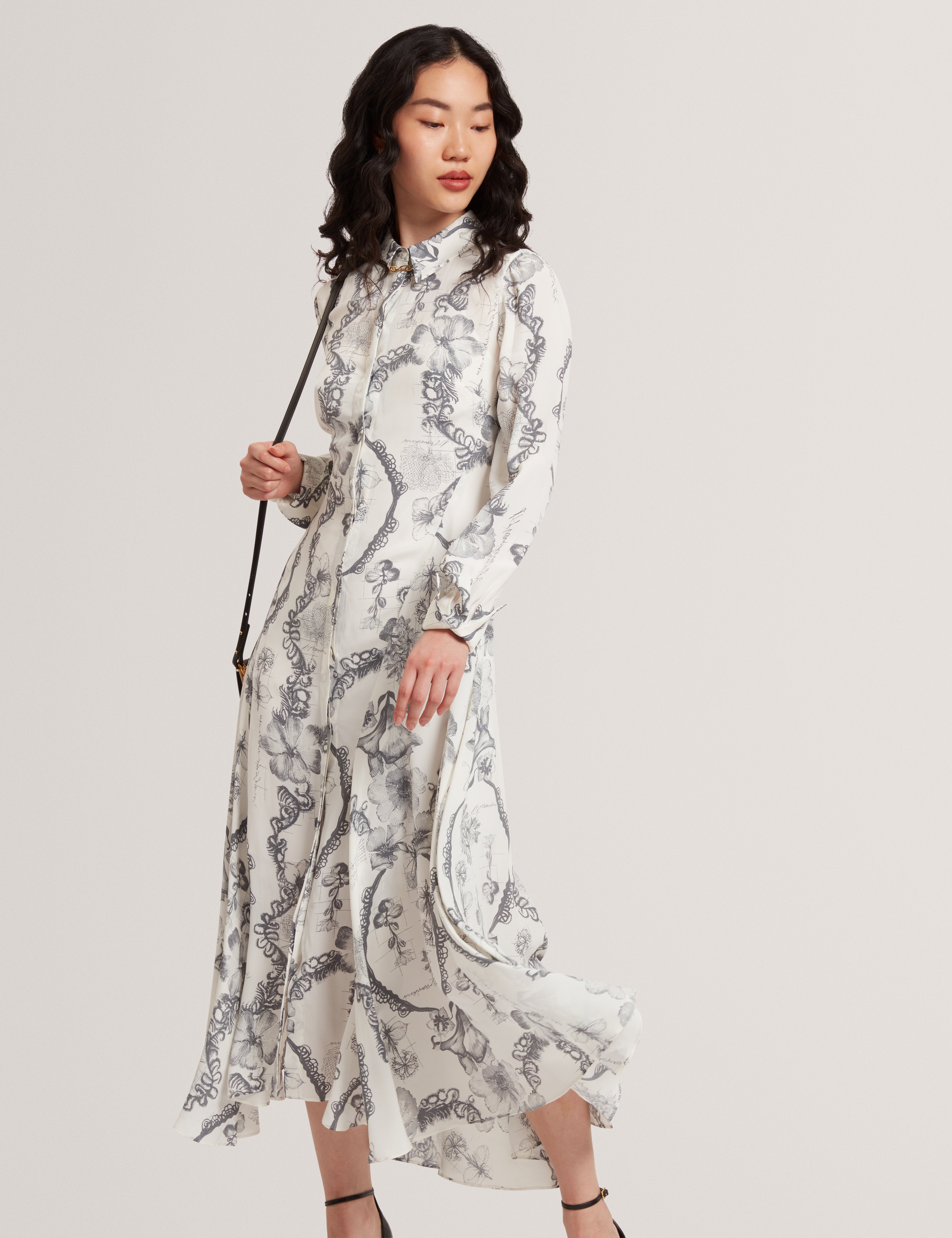 SHANIN: Print Midi Shirt Dress