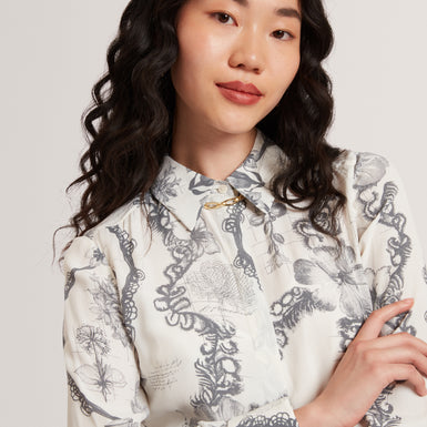 SHANIN: Print Midi Shirt Dress